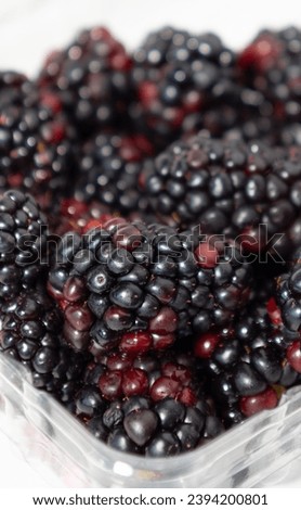 Blackberries in a plastic carton