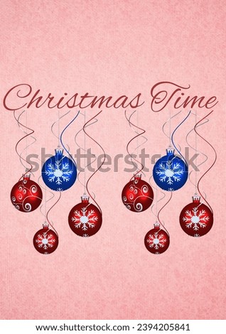 Composition of merry christmas text over christmas decorations. Christmas, festivity, celebration and tradition concept digitally generated image.