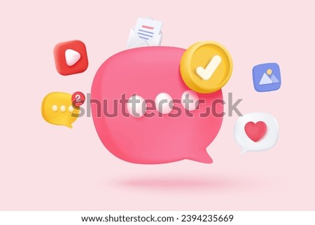 3D speech bubbles symbol on social media icon isolated on pastel background. Comments thread mention or user reply sign with social media. 3d speech bubbles icon vector with shadow render illustration Royalty-Free Stock Photo #2394235669