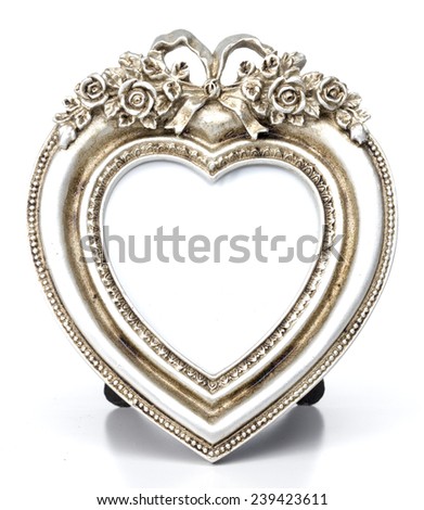 Metallic color Heart Shape picture frame in White background