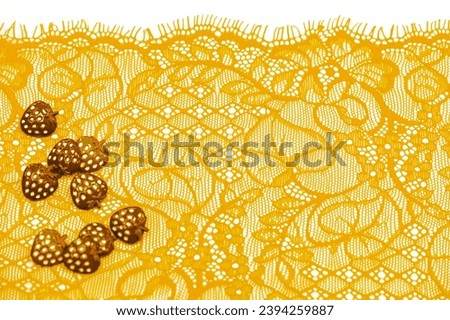 Haute couture embellishment for your design Bright and eye catching royal yellow lace patch Can be used as an accessory or decorative element in fashion designs Adds a unique textural backdrop