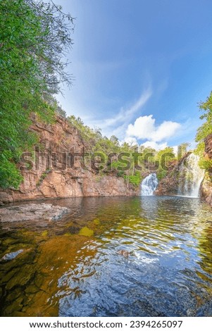 Darwin, Australia; November 28, 2023 - The swimming holes at Florence Falls are among the most visited tourist attractions of Litchfield National Park in Australia's Northern Territory.