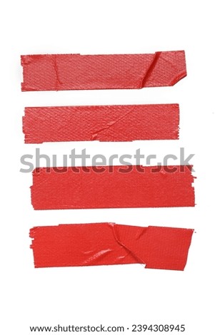 Set of pieces of general purpose vinyl red tape isolated o on white  Royalty-Free Stock Photo #2394308945