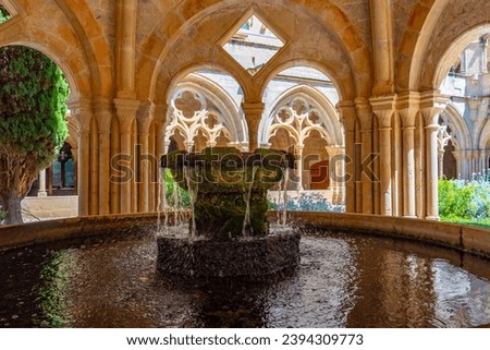 Fountain at Monastery of Santa Maria de Poblet in Spain. Royalty-Free Stock Photo #2394309773