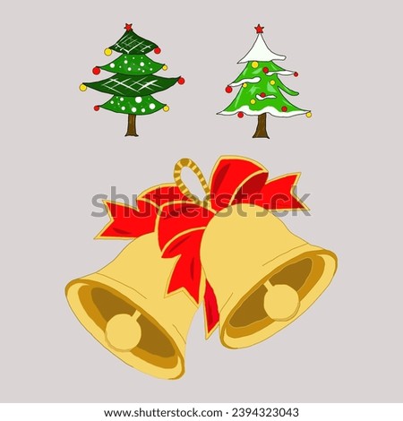 vector christmas bells and tree