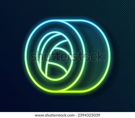 Glowing neon line Sushi icon isolated on black background. Traditional Japanese food.  Vector