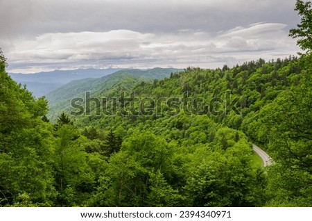 Overlook on a Moody Day at the Great Smoky Mountains National Park in North Carolina