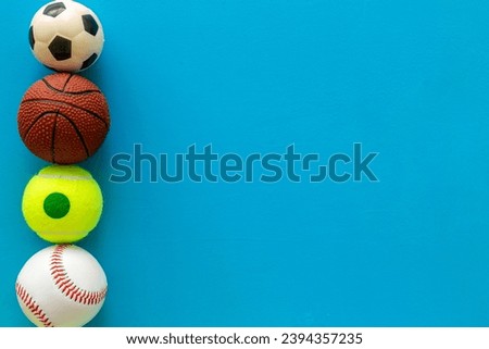 Many different sport games - soccer basketball baseball balls.