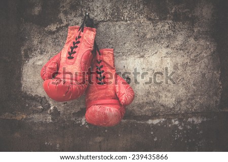 red vintage boxing glove Royalty-Free Stock Photo #239435866