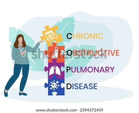 COPD - Chronic Obstructive Pulmonary Disease acronym, medical concept background. vector illustration concept with keywords and icons. lettering illustration with icons for web banner Royalty-Free Stock Photo #2394372459