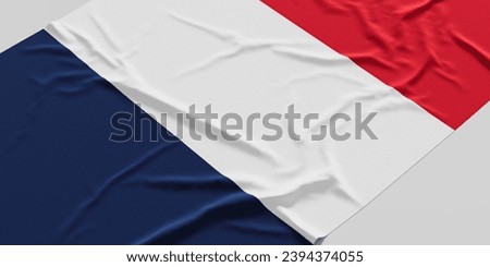 Flag of France. Fabric textured France flag isolated on white background
