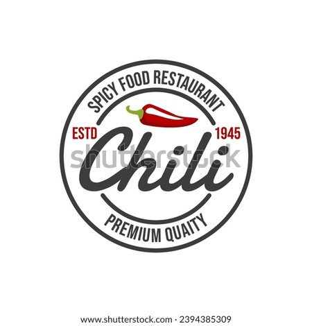 Chili pepper logo template. Spicy vegetables vector design. Food illustration on white background