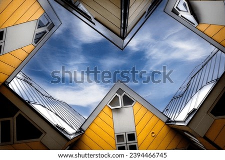 Rotterdam, cubic houses. Modern architecture. Beautiful sky. Royalty-Free Stock Photo #2394466745