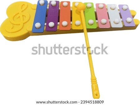 
Toy xylophone, bright and colorful on isolated white background, kids toy, rainbow