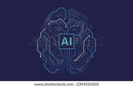 Ai chipset on brain with circuit board background. Futuristic concept. High-tech technology background