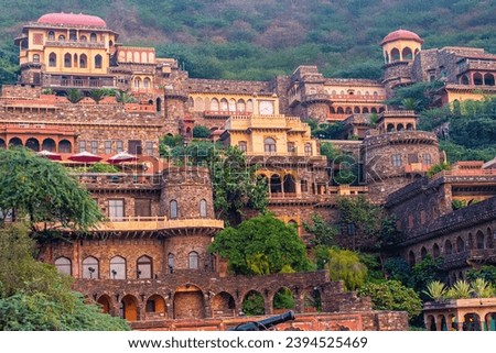 Neemrana Fort Palace - 15th century Fort located in Neemrana in Alwar Rajasthan India. Old medieval Fort-Palace built on Aravalli hills. Perfect weekend getaway from Delhi. Famous Luxury Resort India.