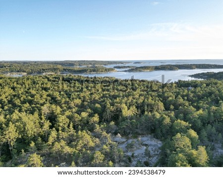 Aerial view of Sweden Islands near Kosterhavet National Park Royalty-Free Stock Photo #2394538479