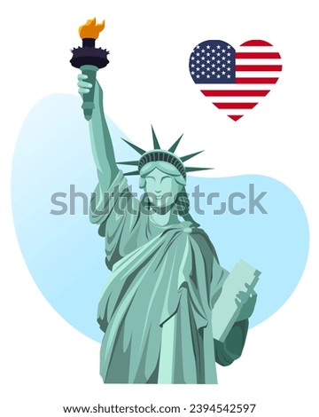 Vector illustration with Statue of Liberty, New York