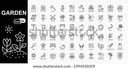  Garden editable Stroke Icons Pack. Thin line icons set. Simple vector illustration.