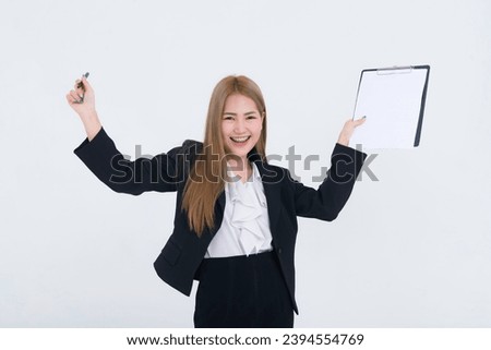 Asian business woman on white background,Happy girl concept