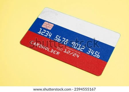 Bank Credit Card with Russia flag.