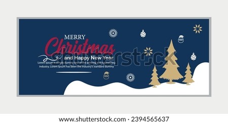 Merry Christmas and happy new year banner, social media cover, and web banner, Merry Christmas design for greeting card, Vector Merry Xmas snow flake header, Christmas banner or wallpaper 