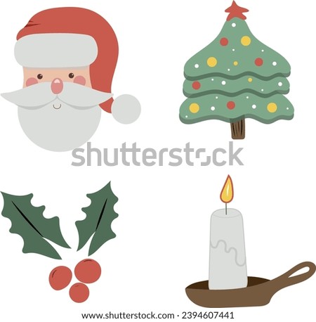 Christmas set with Santa and christmas tree