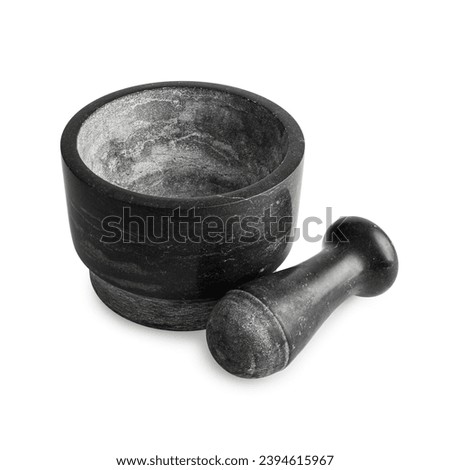 mortar and pestle for grinding food when cooking isolated on white background close-up Royalty-Free Stock Photo #2394615967