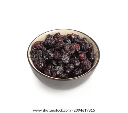 Dry Cranberry Pile Isolated, Dried Lingonberry Berries, Cowberry Natural Dessert, Healthy Diet, Organic Snack, Dry Cranberries on White Background Top View