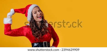 isolated smiling girl with santa claus hat