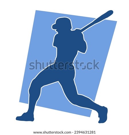 Silhouette of a baseball male athlete. Silhouette of a man in baseball sport carrying batter.