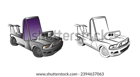 cute car illustration for book drawing page