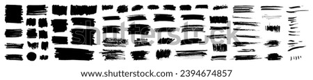 Grunge vector set of brush paint strokes. Grungy rough ink blot shape scribbles. Punk style dirty splash brushstroke background textures. High definition trace brush stroke elements. Watercolor art