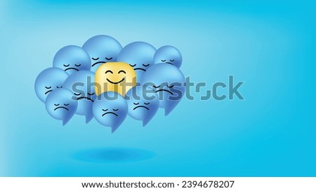 Blue Monday 3d cute soft Illustration template Royalty-Free Stock Photo #2394678207