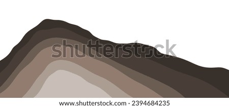 Brown layered mountain. Bedded hill. Sedimentary strata.
