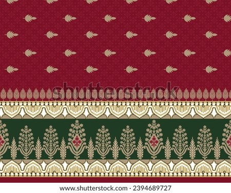 EPS Motif Pattern Design with Border and Background Using Geometric Flower