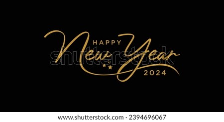 Happy New Year 2024 Logo. Abstract Hand drawn creative calligraphy vector logo design. 2024 New year Logo Design Royalty-Free Stock Photo #2394696067