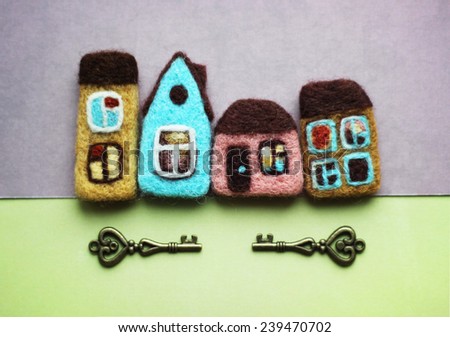 colorful houses and keys