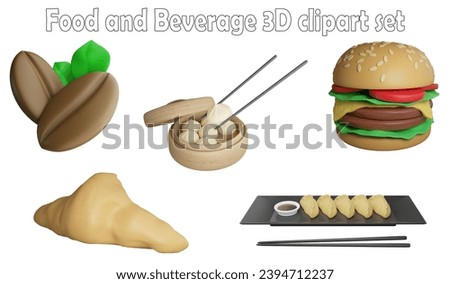Food and beverage clipart element ,3D render food and beverage concept isolated on white background icon set No.4