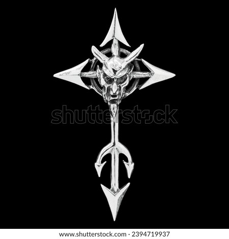 Silver Satan cross pendant. 925 silver. Occult accessory, dark magic.  Baphomet, Devil, 666, Lilith. Accessory for rockers, metalheads, punks, goths.
