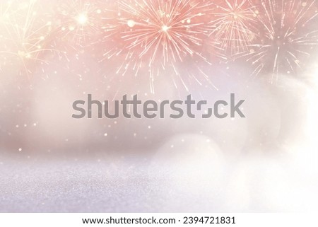 abstract glitter background with fireworks. christmas eve, 4th of july holiday concept Royalty-Free Stock Photo #2394721831