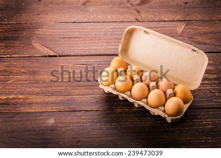 Eggs on wooden background - Vintage effect style pictures