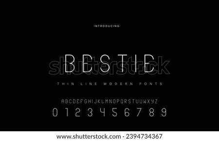 Abstract Fashion font alphabet. Minimal modern urban fonts for logo, brand etc. Typography typeface uppercase lowercase and number. vector illustration Royalty-Free Stock Photo #2394734367