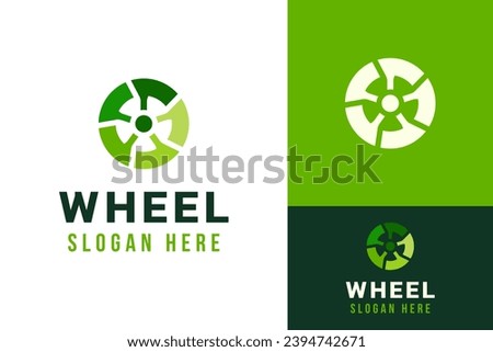 Creative Green Wheel Tire Car Bike Motor Service Repair Logo Design Branding Template