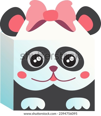 Vector illustration of cute panda gift box for festive kid design isolated on white background