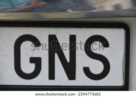 a Spanish number plate on a Spanish car with the letters 'GNS', Alicante Province, Costa Blanca, Spain