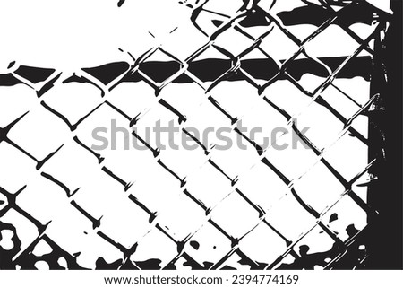 wire fence black grungy overlay background texture on white background, vector illustration