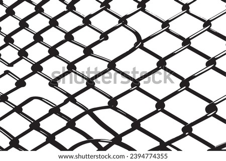 wire fence black grungy overlay background texture on white background, vector illustration