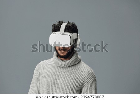 Tech man digital future game reality innovation device headset glasses vr virtual modern technology