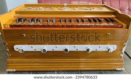 2 Line Harmonium. Traditional Indian musical organ instrument Yellow Color Harmonium which you can carry anywhere and sing with it.